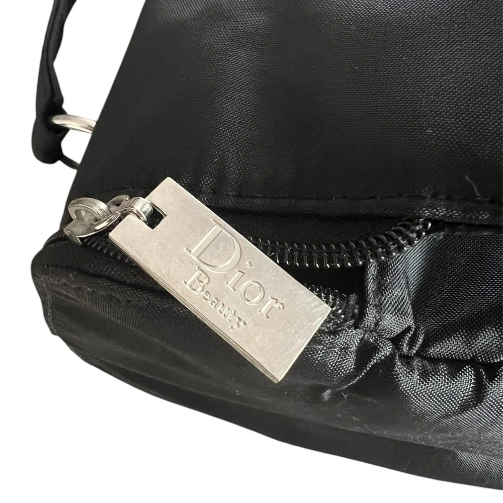Christian Dior Black Nylon Makeup Pouch with Handle